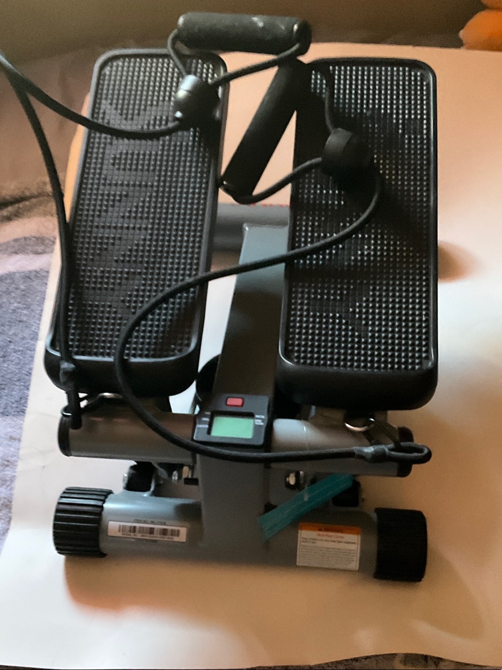 Sunny Leigh Black and Silver Mini Stepper with Resistance Bands